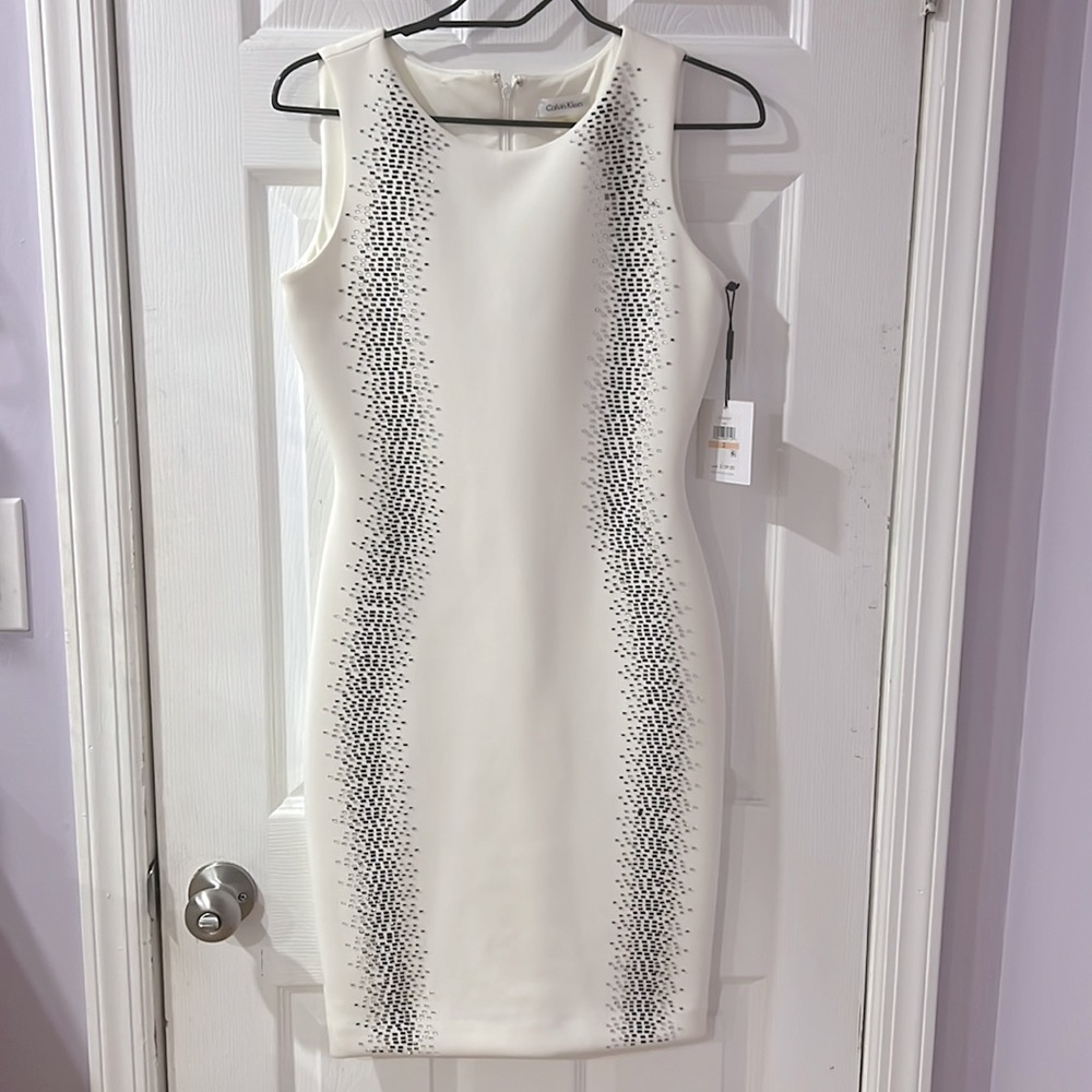 Calvin Klein elegant hand beaded sequin design bodycon dress special occasion 🤍